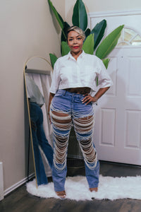 Pearl “Drippin’-Rippin’ Distressed Jeans”