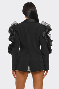 Statement ruffle sleeve blazer