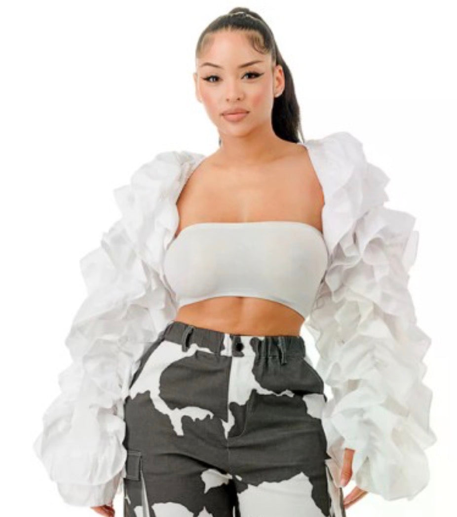 Drama Queen Ruffle Sleeve Fashion Jacket