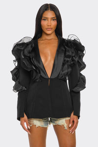 Statement ruffle sleeve blazer