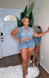 All - out Denim Romper