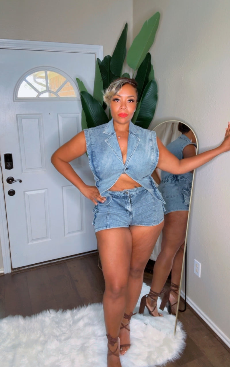 All - out Denim Romper