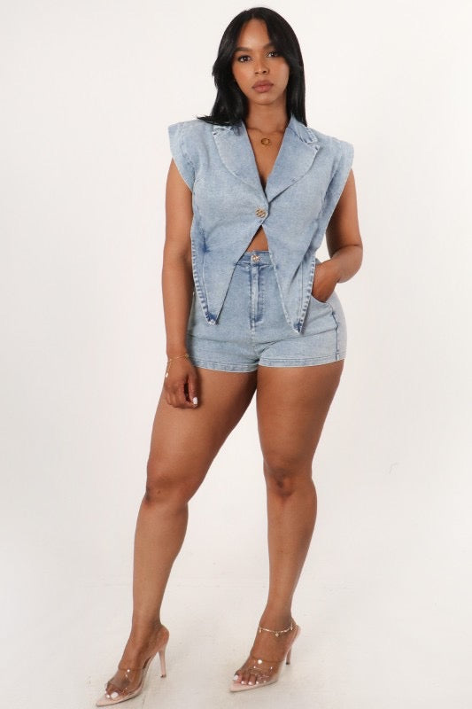 All - out Denim Romper