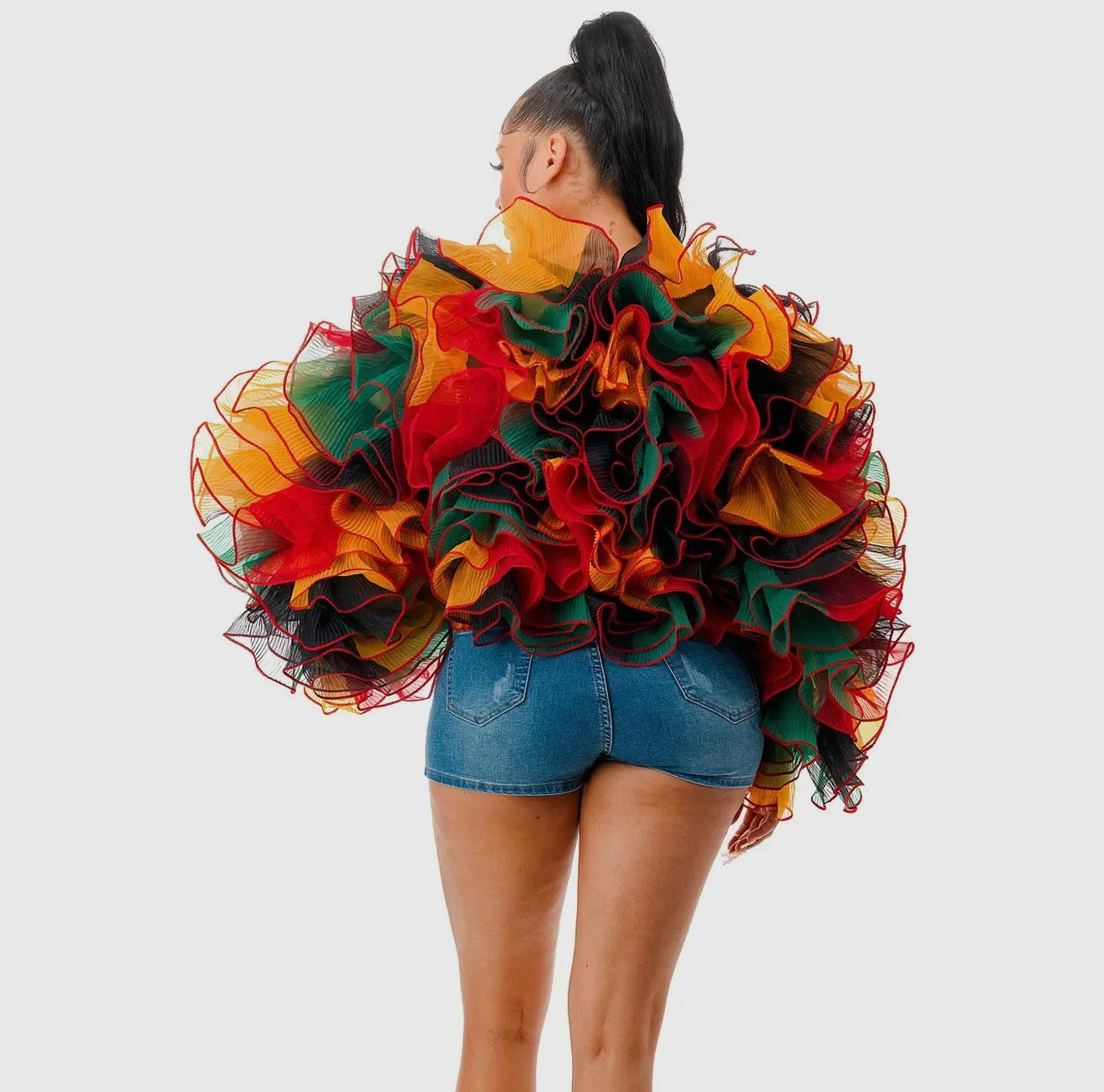 Multicolor Ruffle Statement Jacket